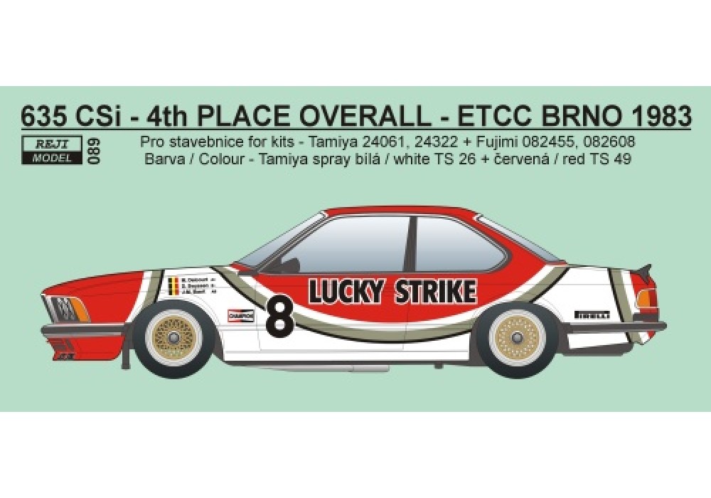 Decal 1/24 Reji model - BMW 635 CSi „LUCKY STRIKE“ - ETTC – Grand Prix Brno 1983
