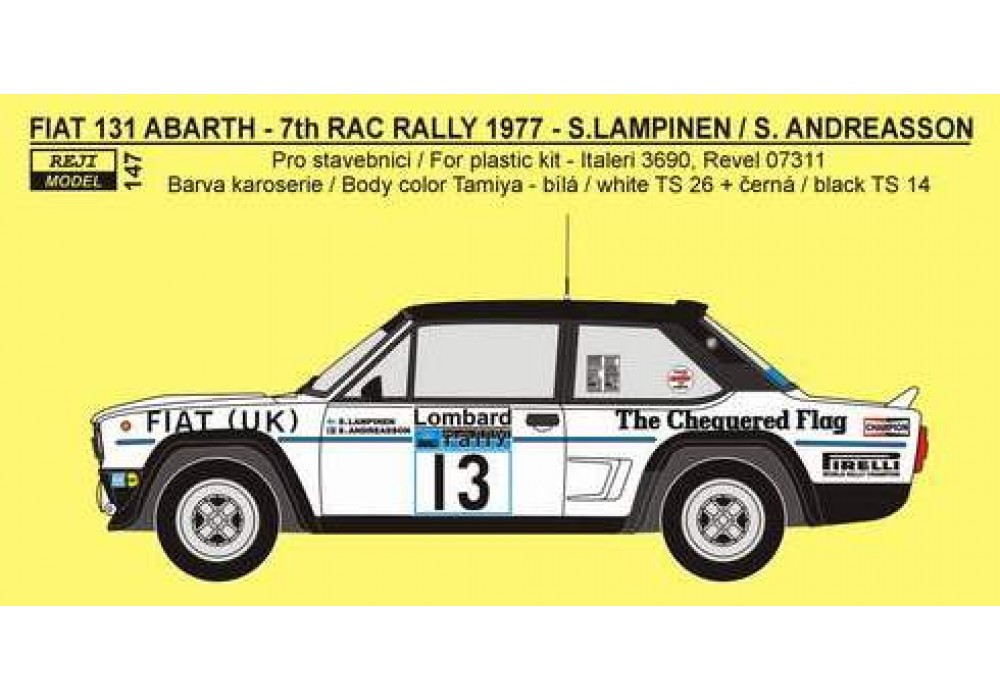 Decal 1/24 Reji model - Fiat 131 Abarth „FIAT UK“ - 7th RAC1977