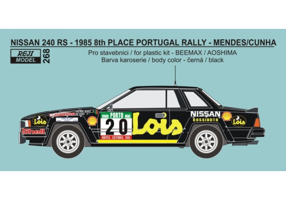 Decal 1/24 - Nissan 240 RS - Rallye Portugal 1985 - Mendes / Cunha