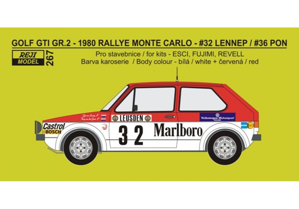 Decal + P/E 1/24 - VW Golf GTI - Rallye Monte Carlo 1980 - # 32/36
