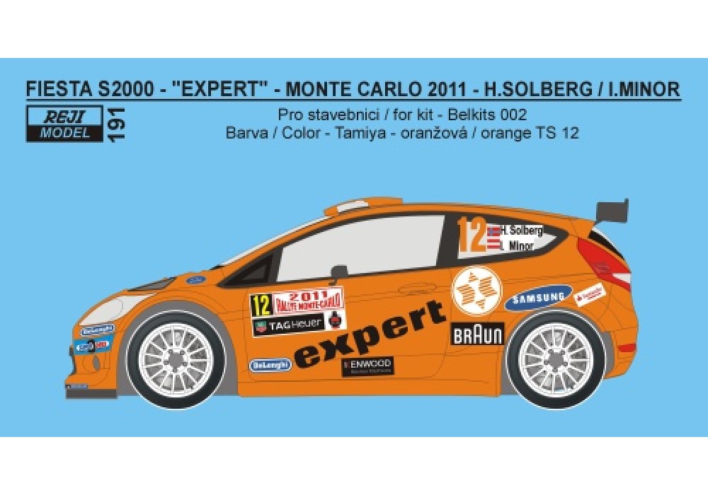 Decal 1/24 Reji model - Ford Fiesta S2000 - Rallye Monte Carlo 2011 – Solberg H.