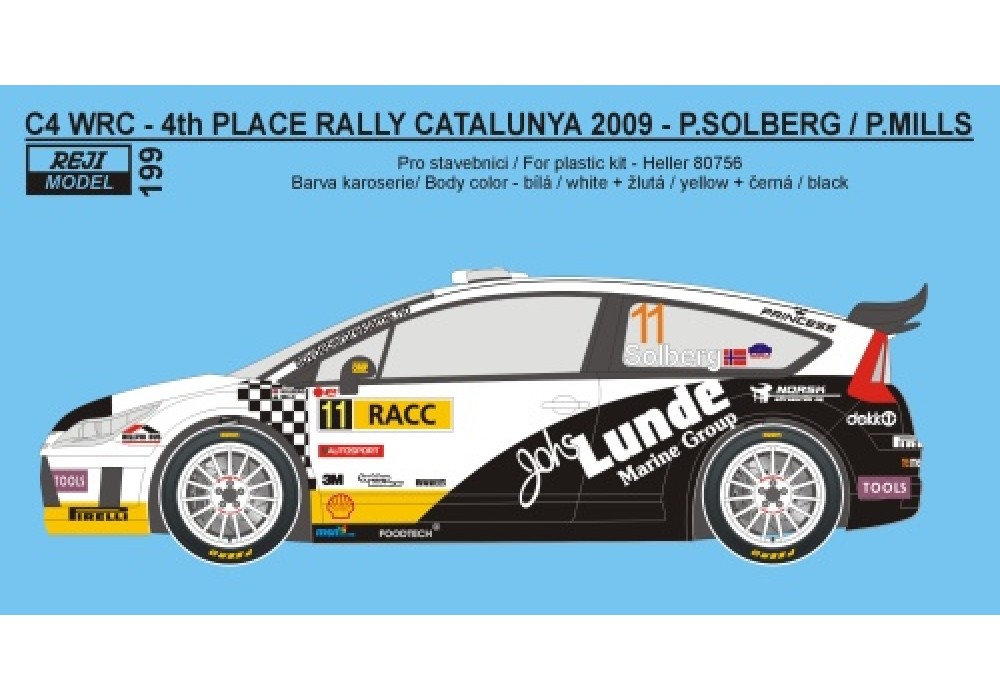 Decal 1/24 Reji model - Citroen C4 WRC - RACC Catalunya 2009 - Solberg P.