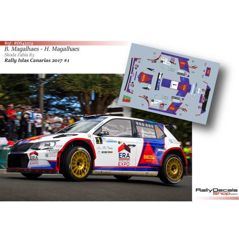Decal 1/43 - Bruno Magalhaes - Skoda Fabia R5 - Rally Islas Canarias 2017