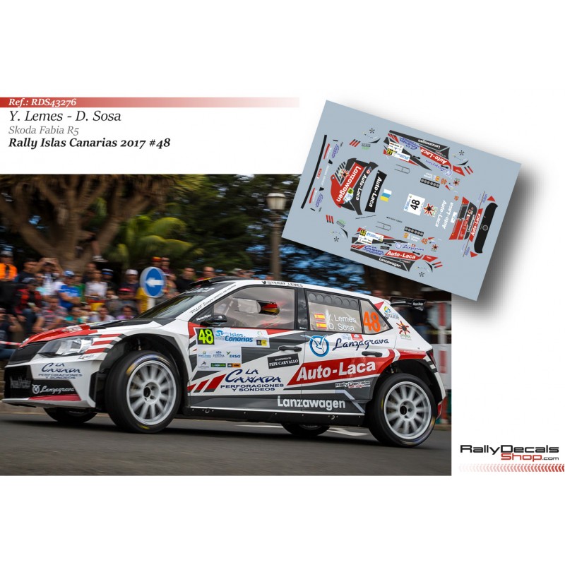 Decal 1/43 - Yeray Lemes - Skoda Fabia R5 - Rally Islas Canarias 2017