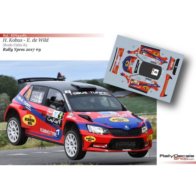 Decal 1/43 - Hermen Kobus - Skoda Fabia R5 - Rally Ypres 2017