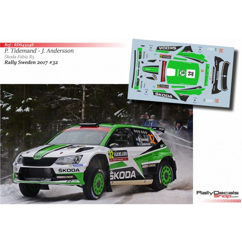 Decal 1/43 - Pontus Tidemand - Skoda Fabia R5 - Rally Sweden 2017