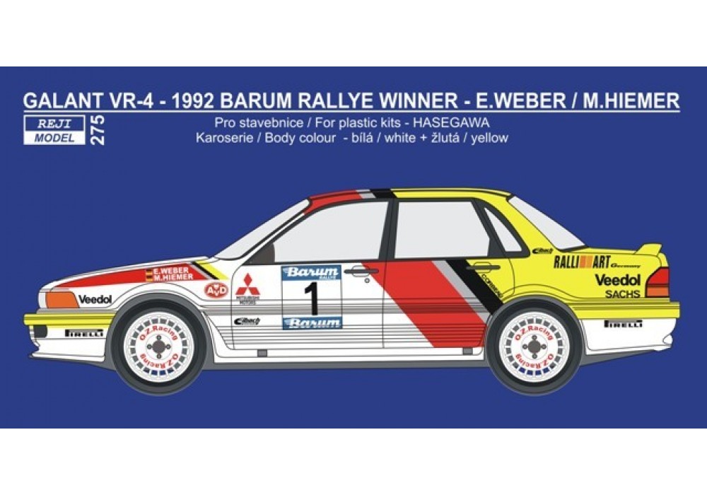 Decal 1/24 - Mitsubishi Galant - 1992 Barum rallye winner - Weber / Hiemer