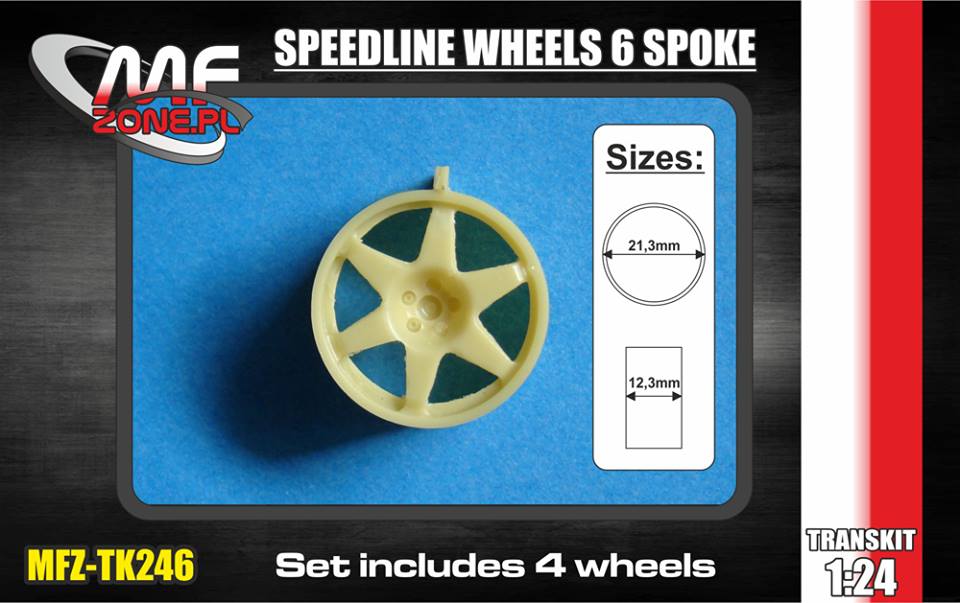 Transkit 1/24 MF Zone - Speedline wheels 6 spoke 5 screw (4 piece)
