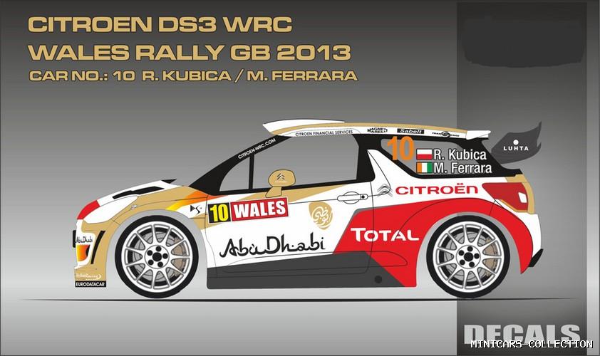 Decal 1/24 MF Zone - Citroen DS3 WRC - Wales Rally GB 2013/ R. Kubica
