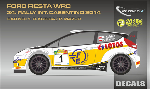 Decal 1/24 MF Zone - Ford Fiesta WRC - 34.Rally Int.Castentino 2014/ R. Kubica