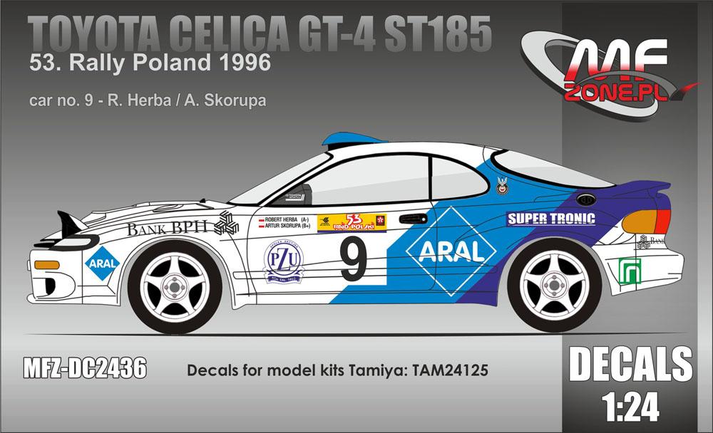 Decal 1/24 MF Zone - Toyota Celica GT-4 ST185 - Rally Poland 1996/ R. Herba