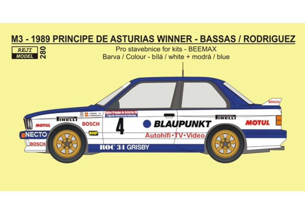 Decal 1/24 - BMW M3 - 1989 Rallye Principe de Asturias winner - Bassas / Rodrigu