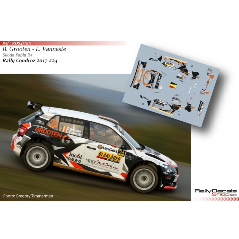 Decal 1/43 - Bertrand Grooten - Skoda Fabia R5 - Rally Condroz 2017