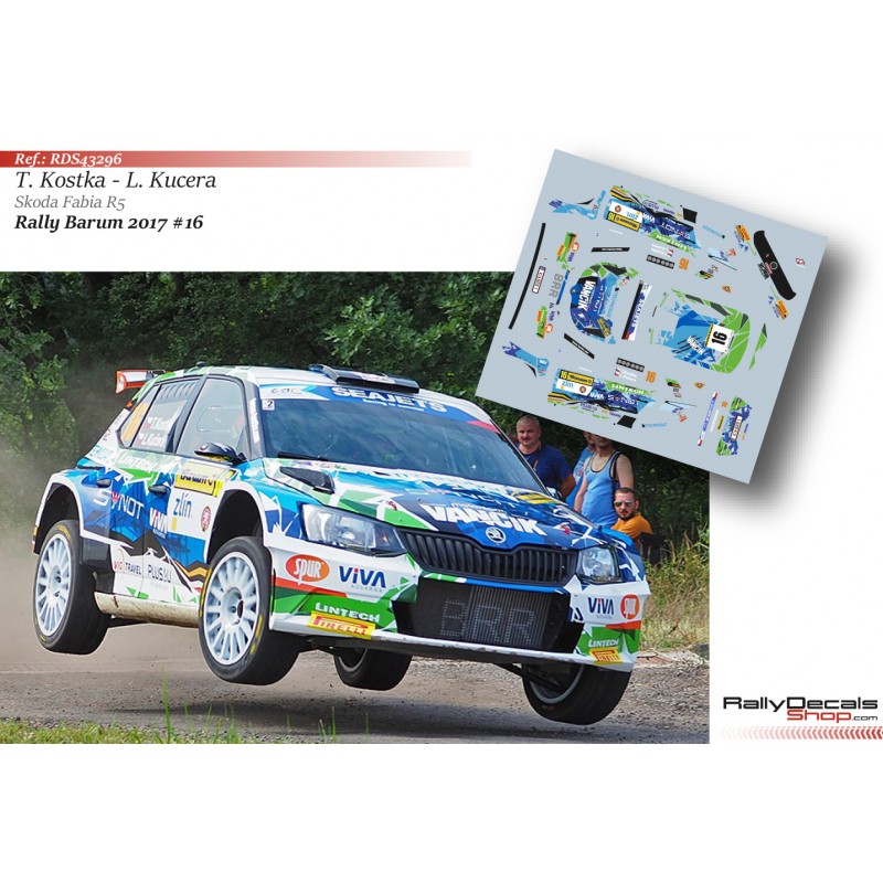 Decal 1/43 - Tomas Kostka - Skoda Fabia R5 - Rally Barum 2017
