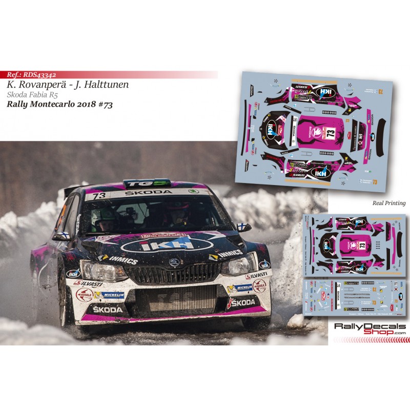 Decal 1/43 - Kalle Rovanperä - Skoda Fabia R5 - Rally Montecarlo 2018