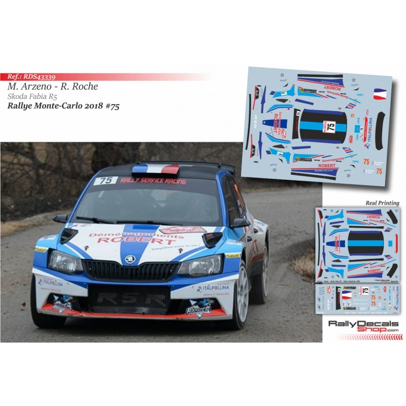 Decal 1/43 - Mathieu Arzeno - Skoda Fabia R5 - Rally Montecarlo 2018