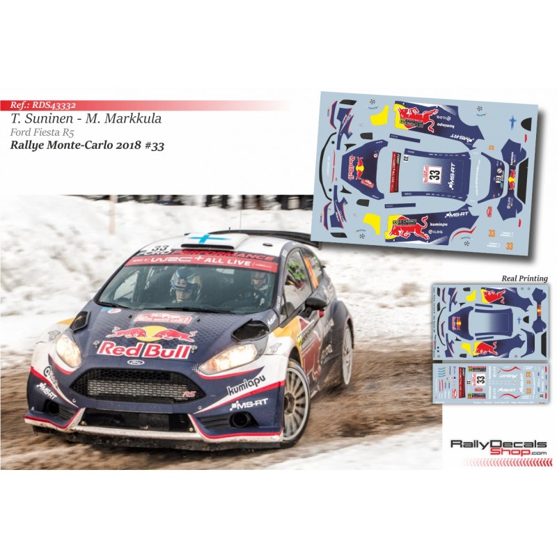 Decal 1/43 - Teemu Suninen - Ford Fiesta R5 - Rally Montecarlo 2018