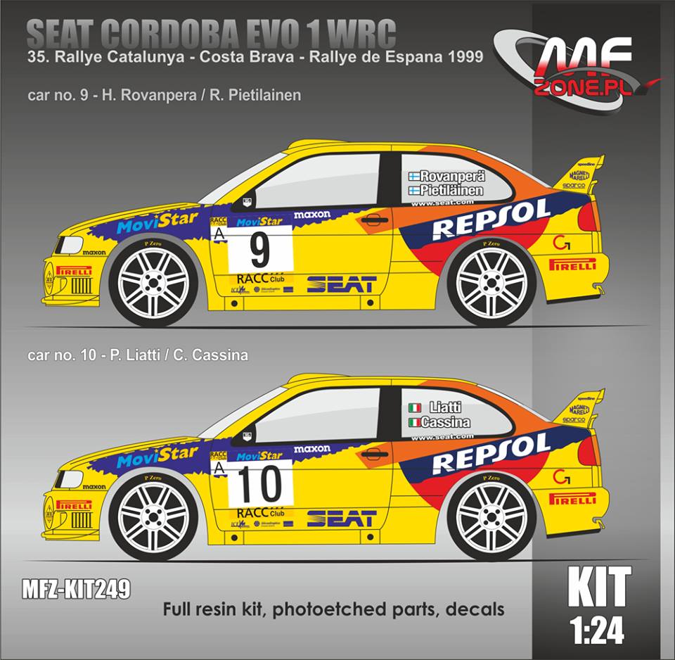 Kit 1/24 MF Zone - Seat Cordoba WRC Evo1 - Rally Catalunya 99/ Rovanpera, Liatti