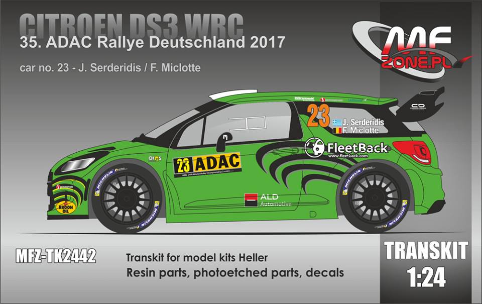 Transkit 1/24 MF Zone - Citroen DS3 WRC - Rally Deutschland 2017/ Serderidis