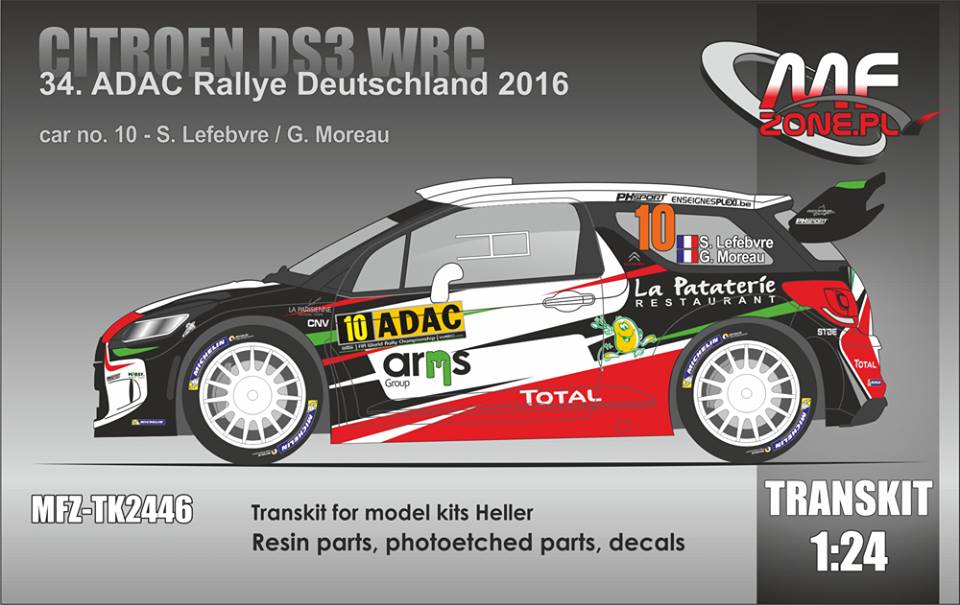 Transkit 1/24 MF Zone - Citroen DS3 WRC - Rally Deutschland 2016/ Lefebvre
