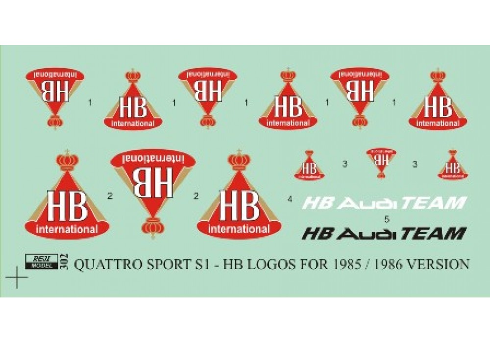 Decal 1/24 Reji - Audi Quattro Sport S1 version 1985/1986 - HB logos