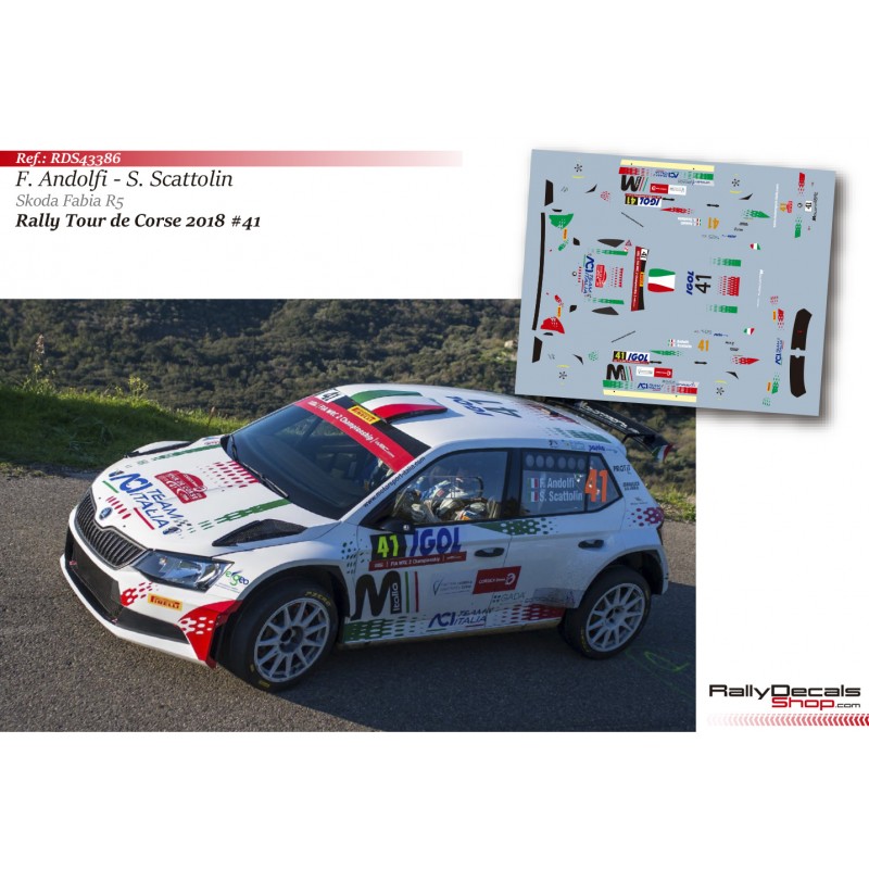 Decal 1/43 - Fabio Andolfi - Skoda Fabia R5 - Rally Tour de Corse 2018