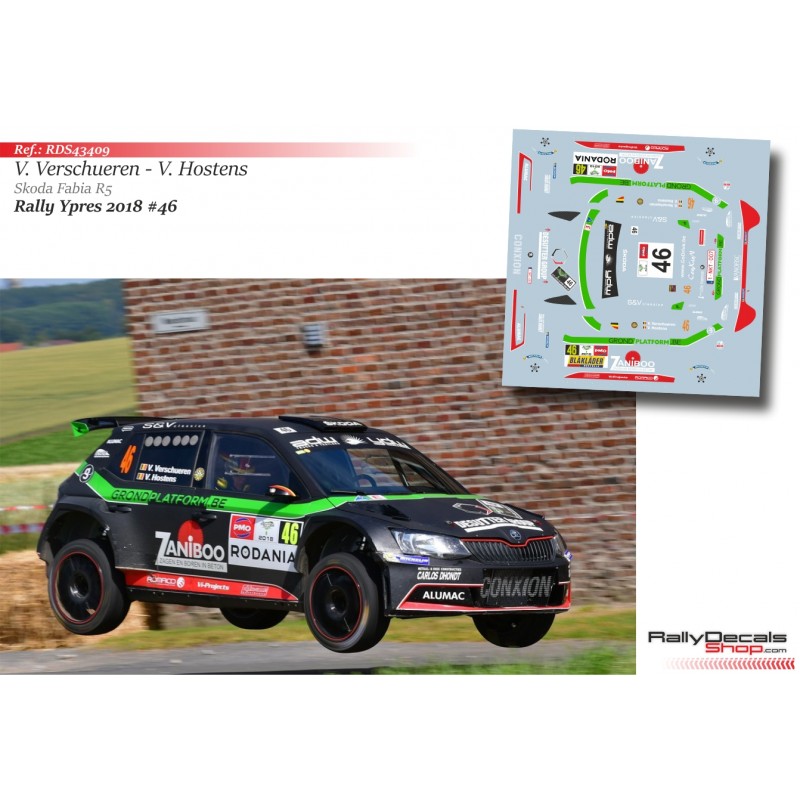 Decal 1/43 - Vincent Verschueren - Skoda Fabia R5 - Rally Ypres 2018