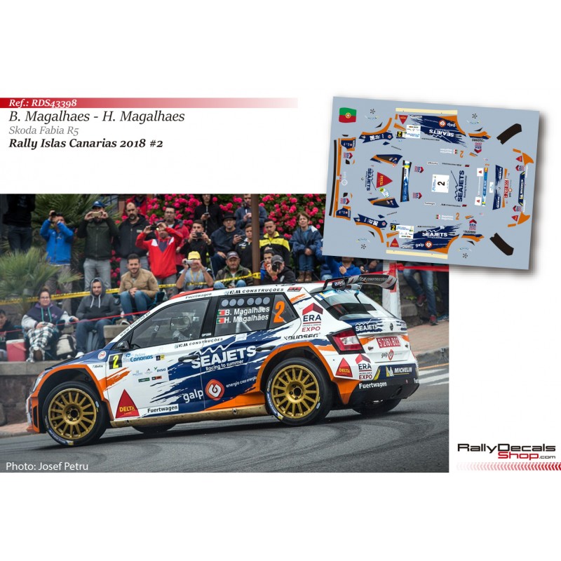 Decal 1/43 - Bruno Magalhaes - Skoda Fabia R5 - Rally Islas Canarias 2018