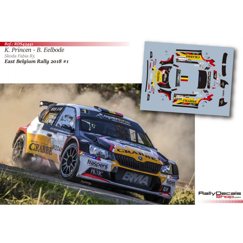 Decal 1/43 - Kris Princen - Skoda Fabia R5 - East Rally Belgium 2018