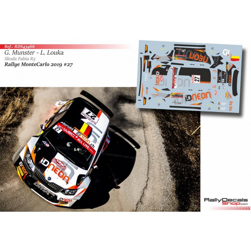 Decal 1/43 - Gregoire Münster - Skoda Fabia R5 - Rally Montecarlo 2019