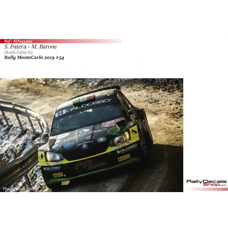 Decal 1/43 - Silvano Patera - Skoda Fabia R5 - Rally MonteCarlo 2019