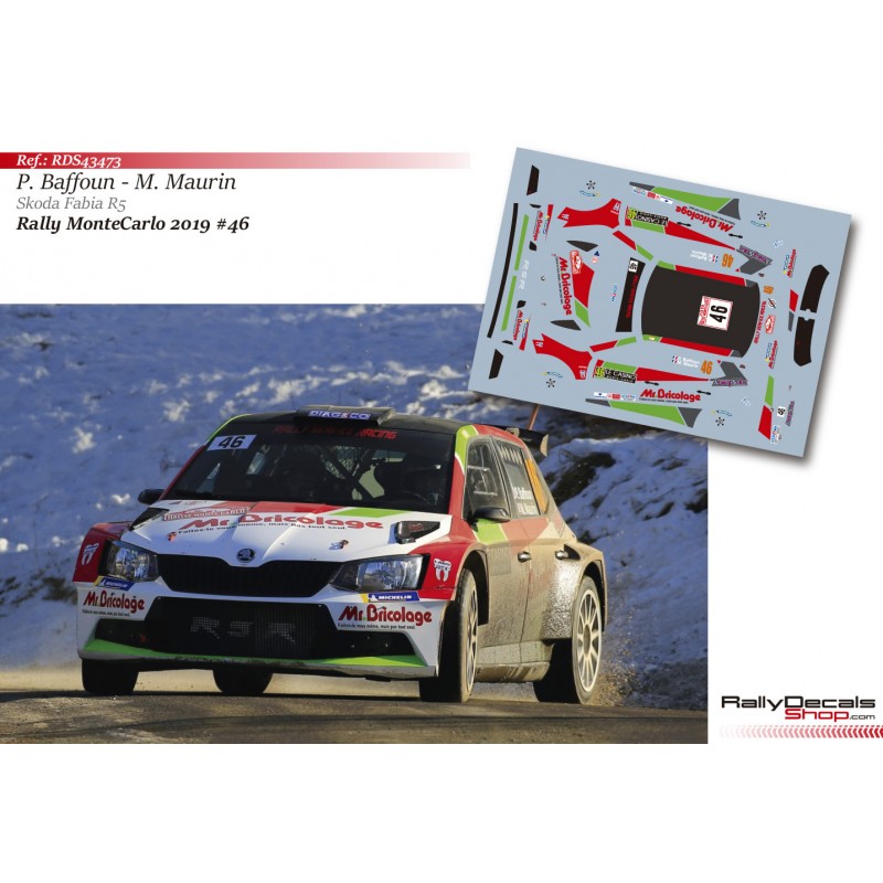 Decal 1/43 - Philippe Baffoun - Skoda Fabia R5 - Rally MonteCarlo 2019