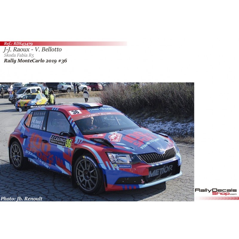 Decal 1/43 - Jean Michel Raoux - Skoda Fabia R5 - Rally MonteCarlo 2019