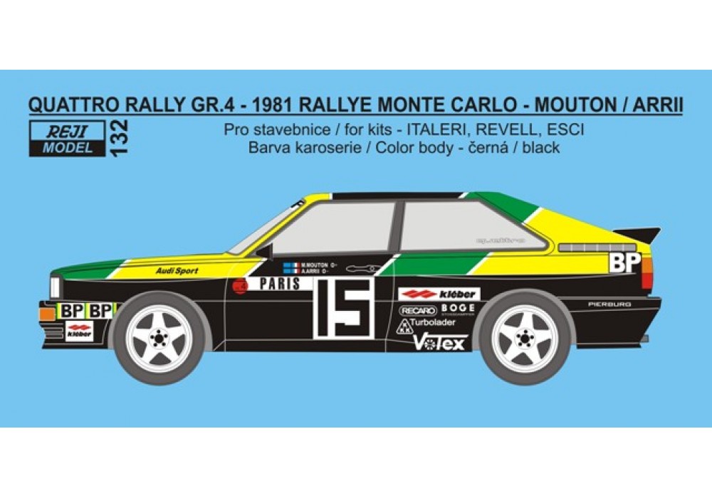 Decal 1/24 - Audi Quattro Rally „BP“ - Rally Monte Carlo 1981 – Mouton / Arrii