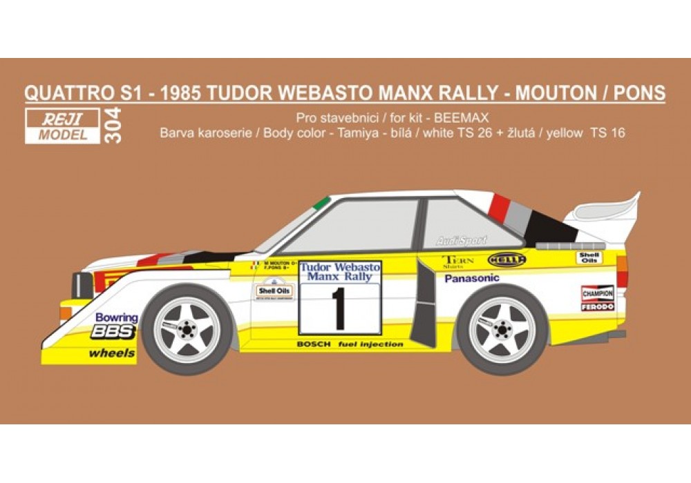 Decal 1/24 - Audi Quattro Sport S1 - Tudor Webasto Manx Rally 1985 - Mouton 