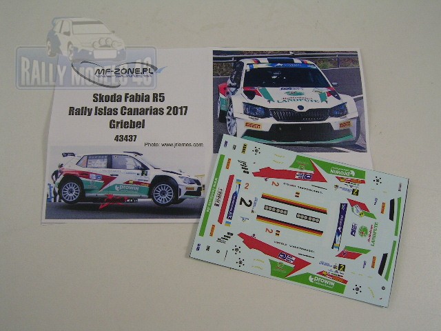 Decal 1/43 MF Zone - Škoda Fabia R5 - Rally Islas Canarias 2017/ Griebel