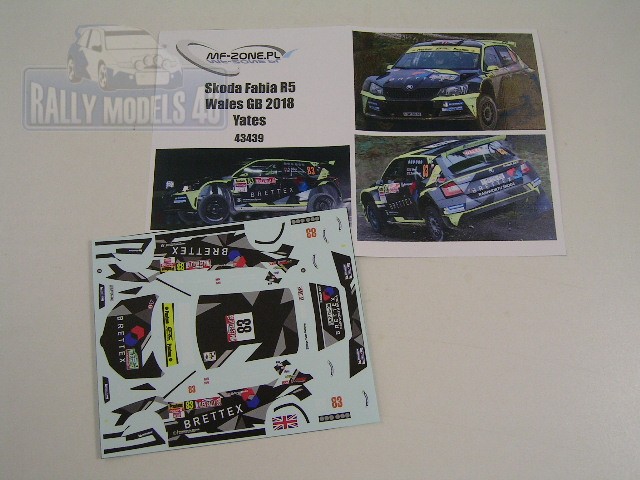 Decal 1/43 MF Zone - Škoda Fabia R5 - Wales GB 2018/ Yates