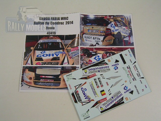 Decal 1/43 MF Zone - Škoda Fabia WRC - Rallye du Condroz 2014/ Cunin