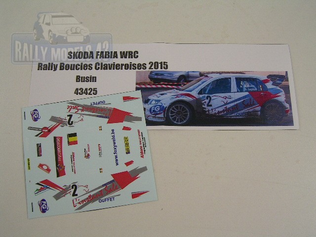 Decal 1/43 MF Zone - Škoda Fabia WRC - Rally Boucles Clavieroises 2015/ Busin