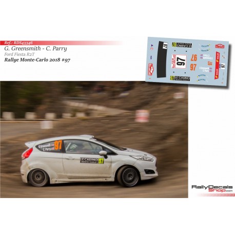 Decal 1/43 - Gus Greensmith - Ford Fiesta R2T - Rally Montecarlo 2018