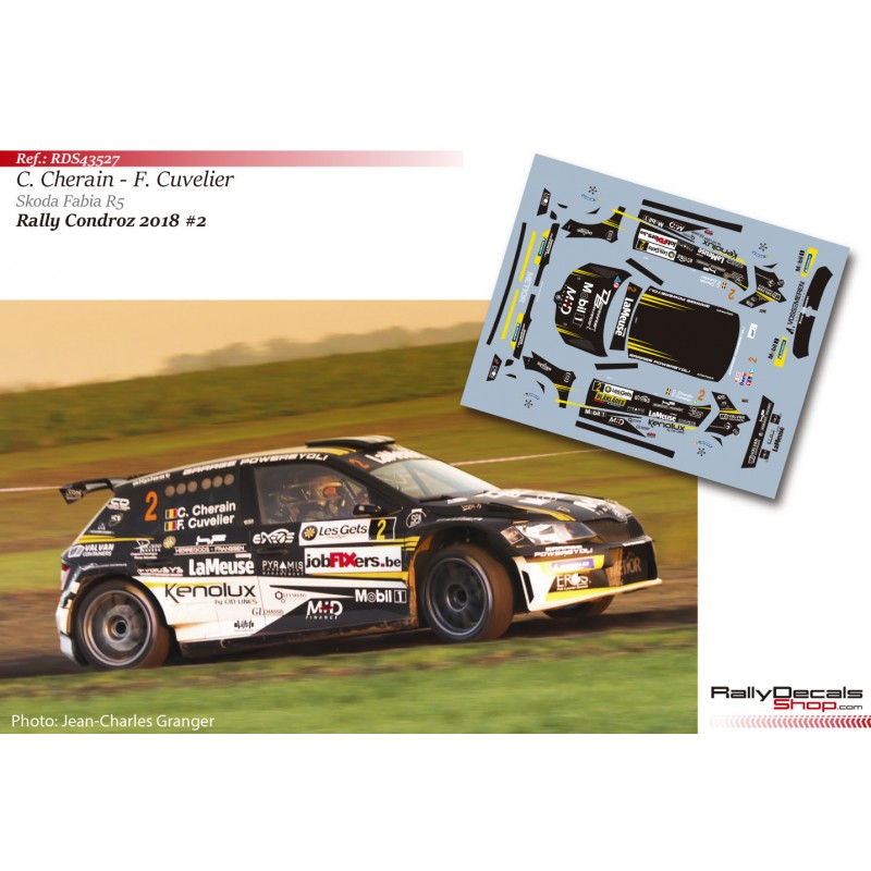 Decal 1/43 - Cédric Cherain - Skoda Fabia R5 - Rally Condroz 2018