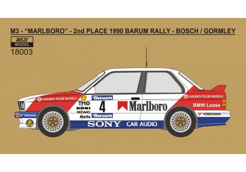 Decal 1/18 Reji Model - BMW M3 - 1990 Barum rallye - J.Bosch / K.Gormley