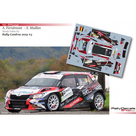 Decal 1/43 - Adrian Fernémont - Skoda Fabia R5 - Rally Condroz 2019