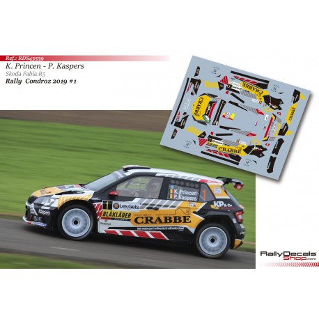 Decal 1/43 - Kris Princen - Skoda Fabia R5 - Rally Condroz 2019