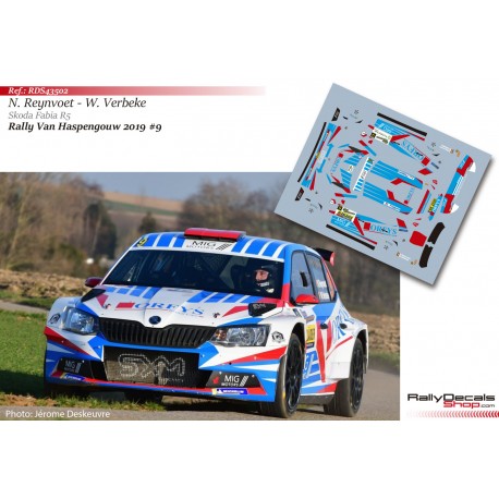 Decal 1/43 - Niels Reynvoet - Skoda Fabia R5 - Rally Haspengouw 2019