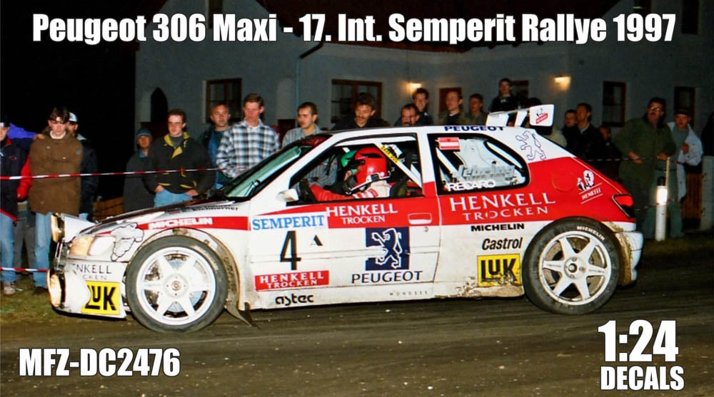Decal 1/24 MF Zone - Peugeot 306 Maxi - 17. Int. Semperit Rallye 1997/ S.Haider