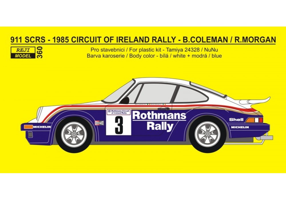 Decal 1/24 - Porsche 911 SCRS - "Rothmans" 1985 Circuit of Ireland rally 