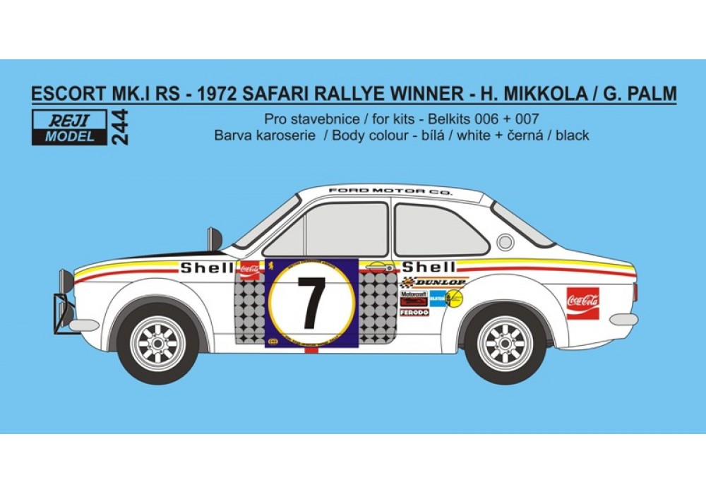 Transkit 1/24 - Ford Escort Mk.I - Safari rallye 1972 winner - #7 Mikkola / Palm