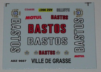 Decals 1/43 BASTOS - BMW M3/ Francois Chatriot