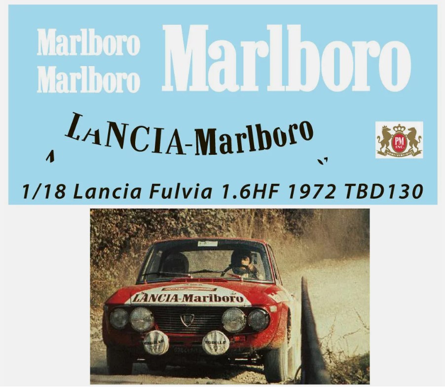 Decals 1/18 "MARLBORO" - Lancia Fulvia 1.6HF 1972